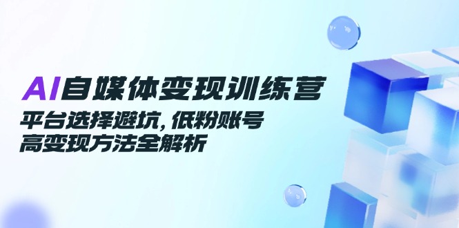AI自媒体变现训练营，平台选择避坑，低粉账号高变现方法全解析-理想项目库