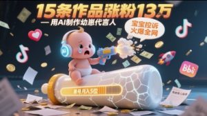 用AI制作幼崽代言人，宝宝的控诉火爆全网，15条作品涨粉13W，单号月入5位数实操教程-理想项目库