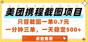 美团携程截图项目，只管截图一单0.7元，一分钟三单，一天稳定5张+【揭秘】-理想项目库