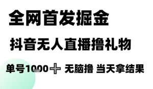 全网首发掘金抖音无人直播撸礼物，单号1k +无脑撸，当天拿结果【揭秘】-理想项目库