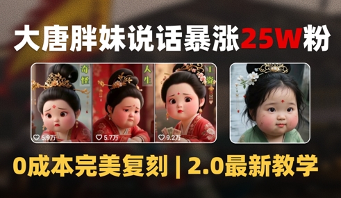 AI大唐胖贵妃说话2.0，40条视频暴涨40w粉，附独家变现攻略-理想项目库