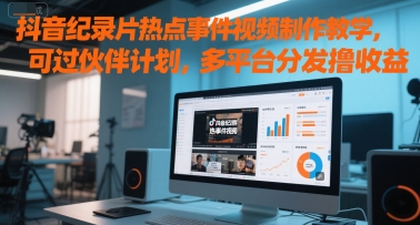 抖音纪录片热点事件视频制作教学，可过伙伴计划，多平台分发撸收益-理想项目库