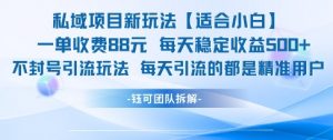 私域项目新玩法【适合小白】 一单收费88.每天稳定收益几张-理想项目库