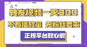 转发视频一天3张+，正规平台放心做，不看播放量，无粉丝要求，随时随地挣收益【揭秘】-理想项目库