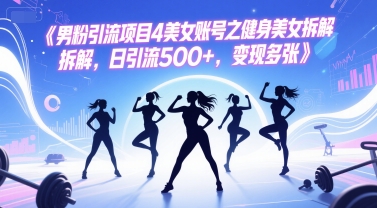 男粉引流项目4美女账号之健身美女拆解，日引流500+，变现多张-理想项目库