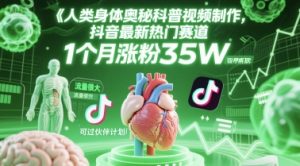人类科普馆视频制作，抖音最新热门赛道，流量很大，1个月涨粉35W，可过伙伴计划-理想项目库