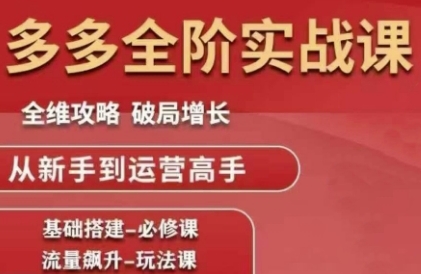 拼多多全阶实战课程，全维攻略，破局增长，从新手到运营高手-理想项目库