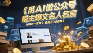 用AI做公众号流量主爆文名人名言，10分钟一篇爆文，最高月入5位数-理想项目库