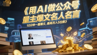 用AI做公众号流量主爆文名人名言，10分钟一篇爆文，最高月入5位数-理想项目库