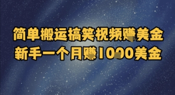 简单搬运搞笑视频挣美金，新手一个月入1k美金-理想项目库