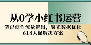 从0学小红书运营,笔记创作流量逻辑,聚光数据优化,618大促解决方案-理想项目库