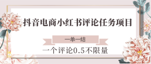 抖音电商小红书评论任务项目，一个评论0.5，一单一结 不限量-理想项目库