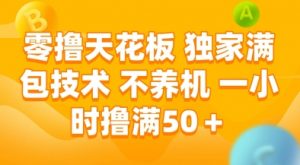零撸天花板，独家满包技术，不用养机，一小时撸满50+，收益稳定【揭秘】-理想项目库