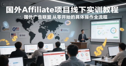 国外Affiliate项目线下实训教程，国外广告联盟从零开始的具体操作全流程-理想项目库