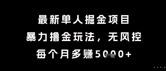 最新单人掘金项目，暴力撸金玩法，无风控，每个月多挣5k+【揭秘】-理想项目库
