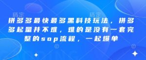 拼多多最快最多黑科技玩法，拼多多起量并不难，难的是没有一套完整的sop流程，一起爆单(更新6月)-理想项目库