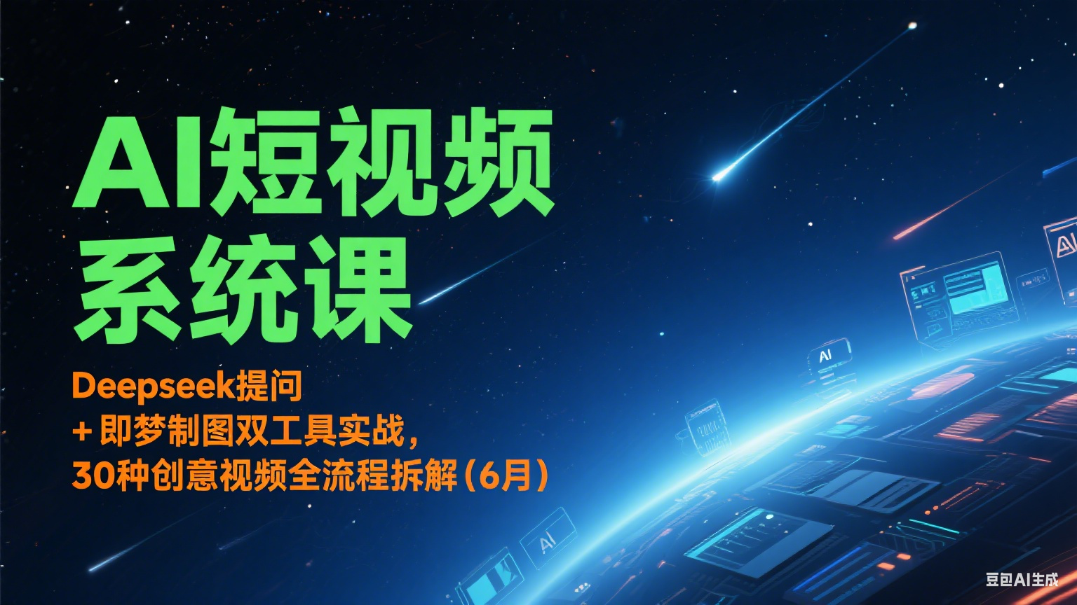 AI短视频系统课：Deepseek提问 + 即梦制图双工具实战，30种创意视频全流程拆解(6月)-理想项目库