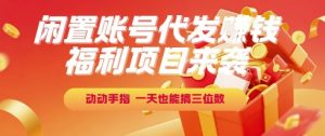 福利项目来袭，闲置账号代发挣钱，动动手指，一天也能搞三位数【揭秘】-理想项目库