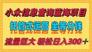 稳定日入300＋，小众信息查询蓝海项目，全程懒人式托管，解放你的时间-理想项目库