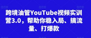 跨境油管YouTube视频实训营3.0,帮助你稳入局、搞流量、打爆款(更新2025)-理想项目库