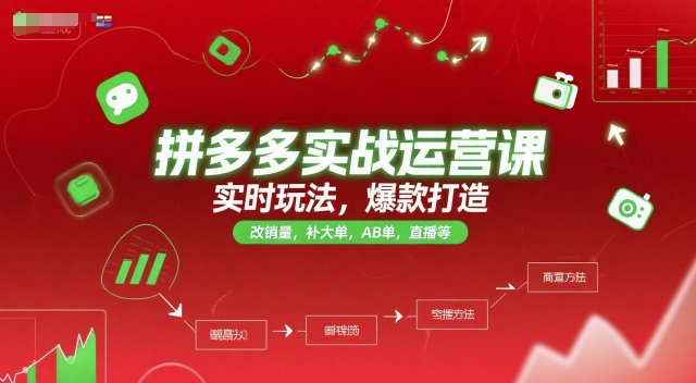 拼多多实战运营课，实时玩法，爆款打造，改销量，补大单，AB单，直播等(更新2025月)-理想项目库