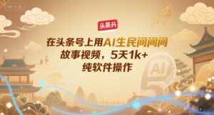 在头条号上用AI生民间故事视频,5天1k+,纯软件操作-理想项目库