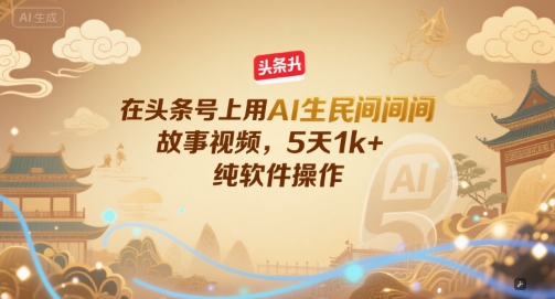 在头条号上用AI生民间故事视频，5天1k+，纯软件操作-理想项目库