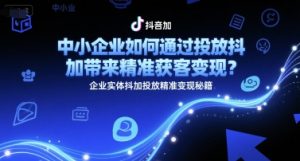 中小企业如何通过投放抖加带来精准获客变现?企业实体抖加投放精准变现秘籍-理想项目库