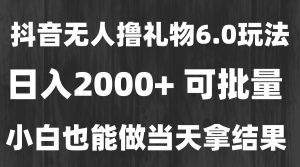 最新风口暴力撸金技术,无人撸礼物,长期稳定 一天收益2000+,小白当天…-理想项目库