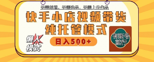 快手小店托管代运营，无需剪辑，无需选品，无需上传作品，全程无需操作，轻松月入5k+【揭秘】-理想项目库