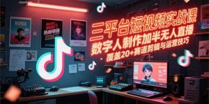 三平台短视频实战课,数字人制作加半无人直播,覆盖20+赛道剪辑与运营技巧-理想项目库