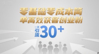 零基础零成本简单高效获客创业粉，一天引流30+-理想项目库