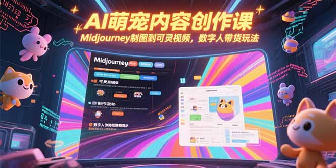 AI萌宠内容创作课，Midjourney制图到可灵视频，数字人带货玩法-理想项目库
