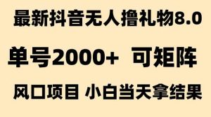 抖音无人撸礼物8.0玩法 全新风口 见效果快 全无人 单号当天产出2000+-理想项目库