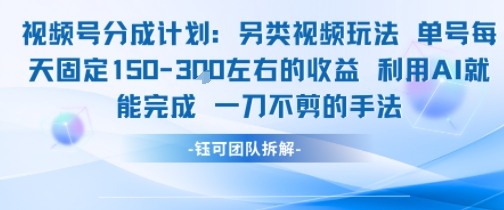 视频号分成另类视频玩法单号每天固定150左右的收益利用AI就能完成一刀不剪的手法-理想项目库