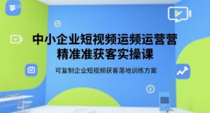 中小企业短视频运营精准获客实操课,可复制企业短视频获客落地训练方案-理想项目库
