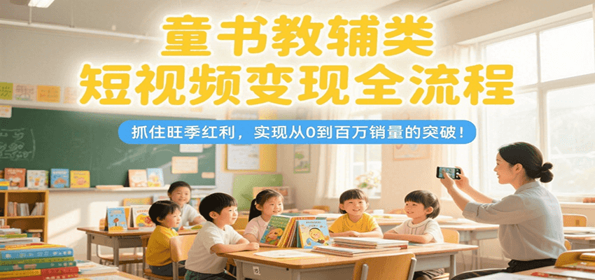 童书教辅类短视频变现全流程，抓住旺季红利，实现从0到百万销量的突破！-理想项目库
