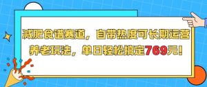 减肥食谱赛道,自带热度可长期运营,养老玩法,单日轻松搞定769-理想项目库