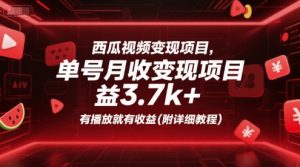 西瓜视频变现项目，单号月收益3.7k+，有播放就有收益(附详细教程)-理想项目库