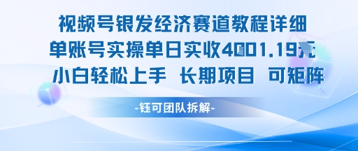 视频号银发经济赛道单账号实操单日实收1k+，小白轻松上手长期项目-理想项目库