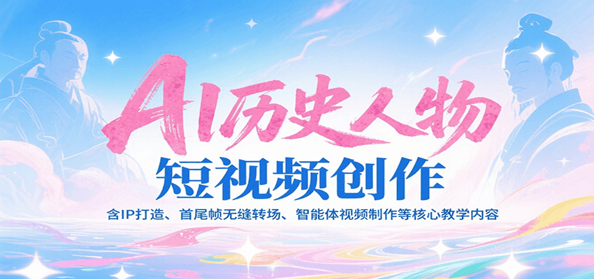 AI历史人物短视频创作，含IP打造、首尾帧无缝转场、智能体视频制作等核心教学内容-理想项目库