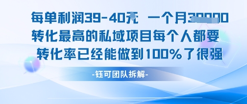每单利润40一个月7k+转化最高的私域项目，每个人都要的产品转化率已经能做到100%-理想项目库