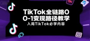 TikTok全链路0-1变现路径教学,入局TikTok必学内容-理想项目库