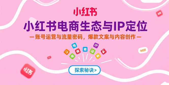 小红书电商生态与IP定位，账号运营与流量密码，爆款文案与内容创作-理想项目库