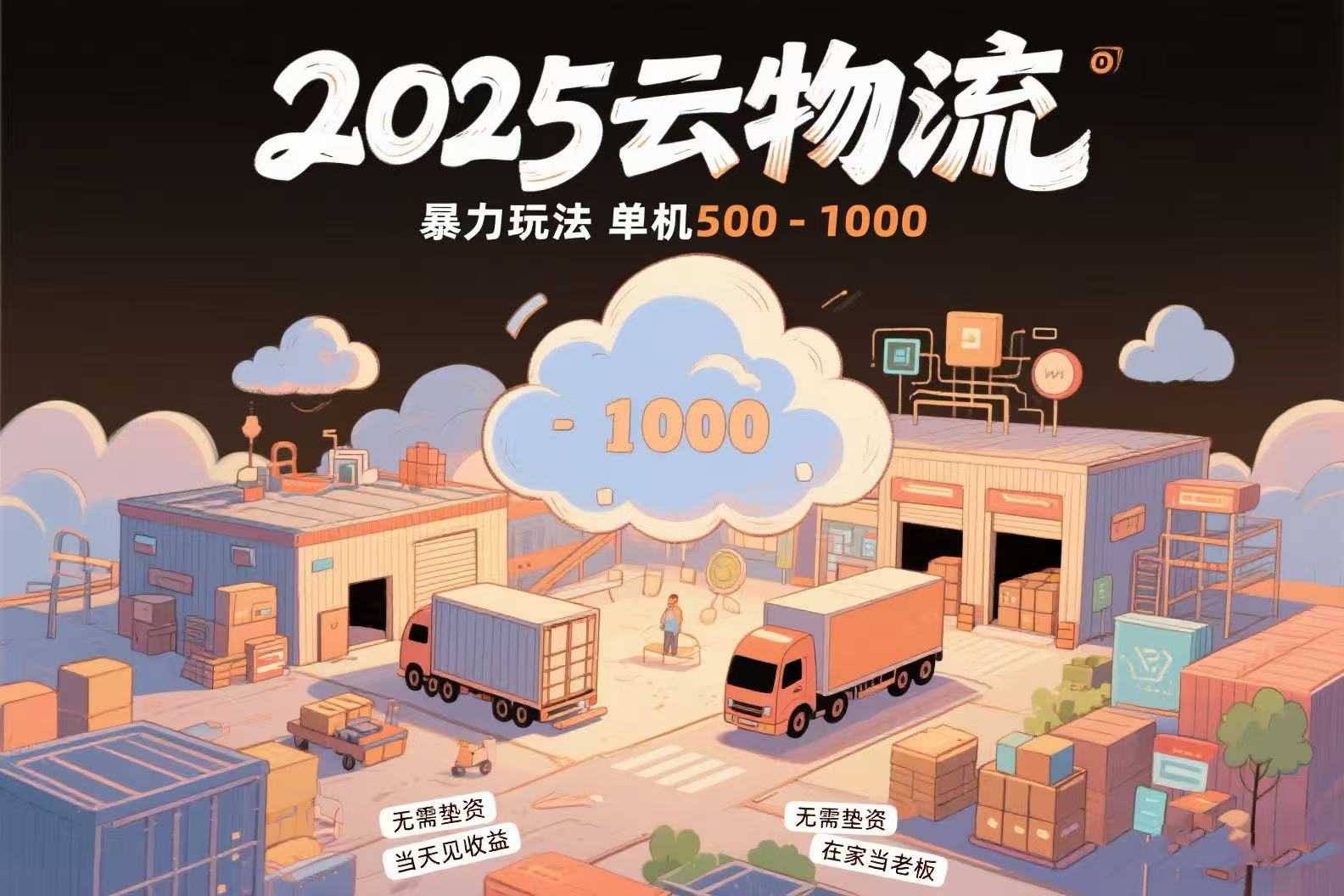 云物流赚差价，项目纯利润500~1000，无需垫资，当天到账。不需要有车，…-理想项目库