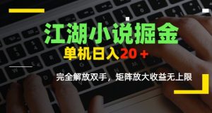 江湖小说掘金，单机日入10-20+，全自动软件操作，完全解放双手，矩阵放大收益无上限-理想项目库
