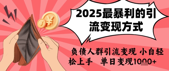 2025年最暴利的引流变现方式，负债人群引流变现，小白轻松上手，日入1k-理想项目库