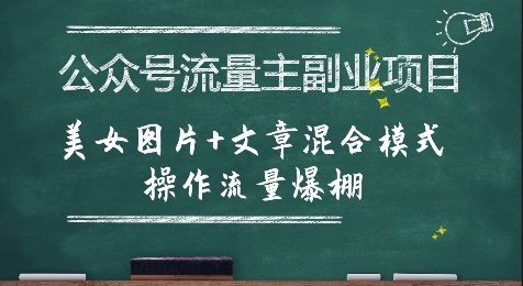 公众号流量主副业项目，美女图片+文章混合模式操作流量爆棚-理想项目库