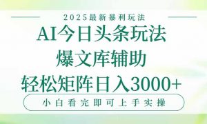 今日头条2025年最新暴利玩法，一键生成爆款，轻松实现矩阵日入3000+-理想项目库