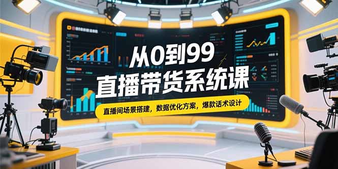 从0到99直播带货系统课，直播间场景搭建，数据优化方案，爆款话术设计-理想项目库